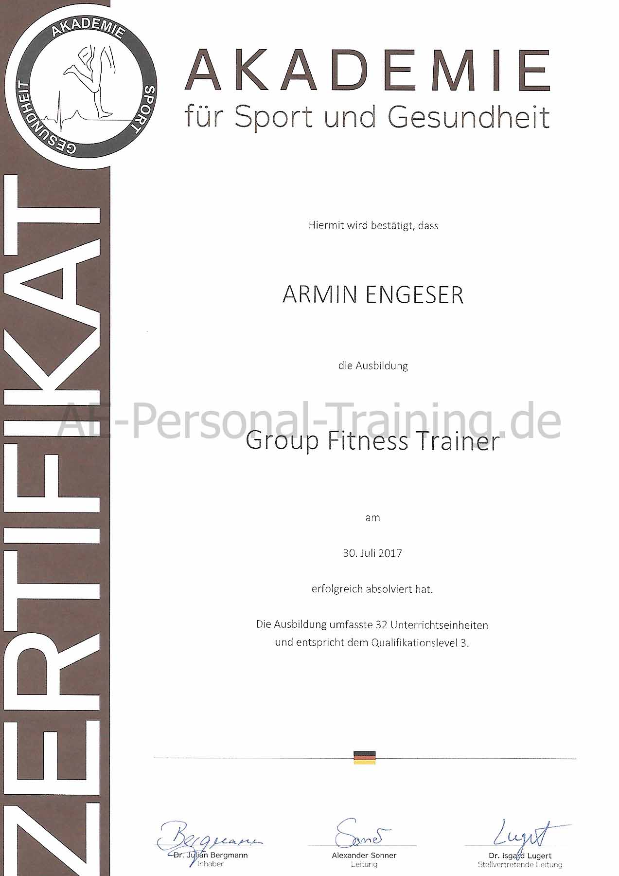 Zertifikat-Group-Fitness Armin Engeser